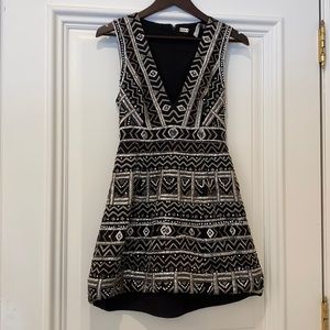 Alice + Olivia Black Embellished Mini Dress